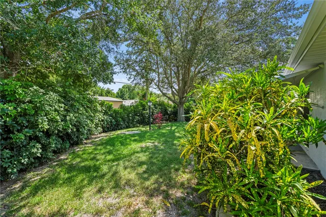 a backyard of a house with lots of green space