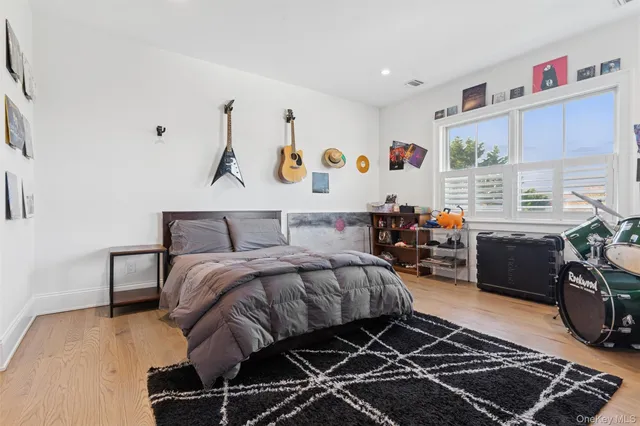 a bedroom with furniture