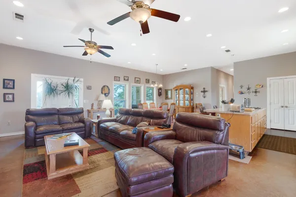 a living room with furniture