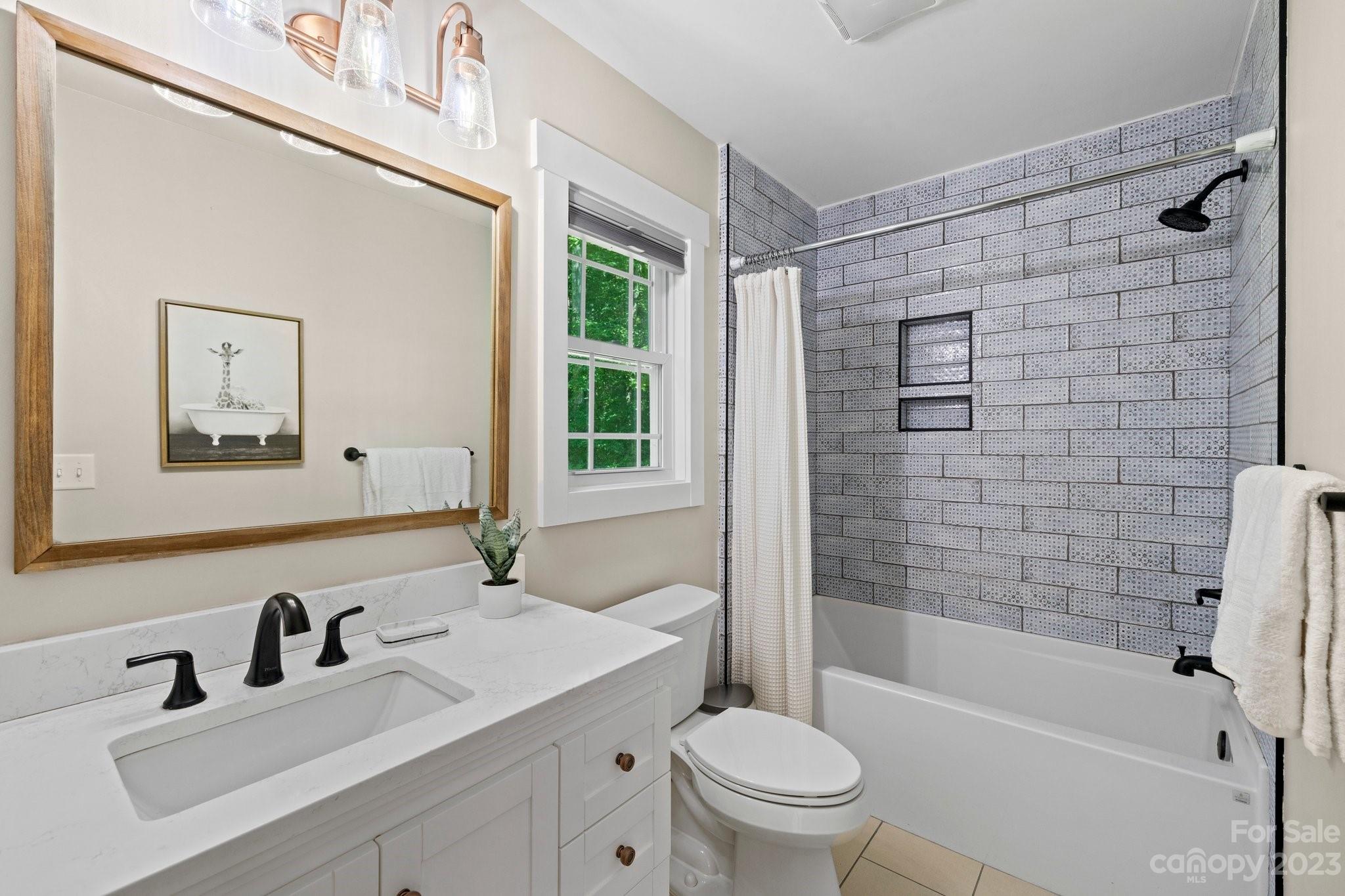 188 White Oak Gap Road Asheville, NC 28803 - Photo 23 of 48 a bathroom with a sink mirror toilet and bathtub