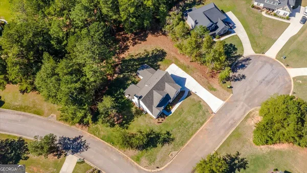 an aerial view of a house