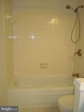 a bathroom with a shower and a toilet