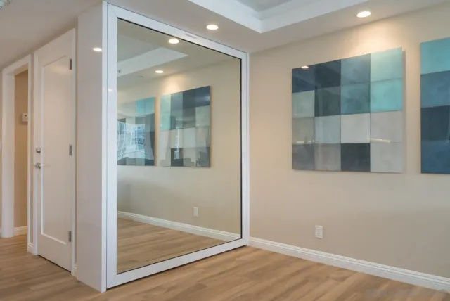 a view of wooden door