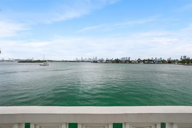 a view of a lake with a city view
