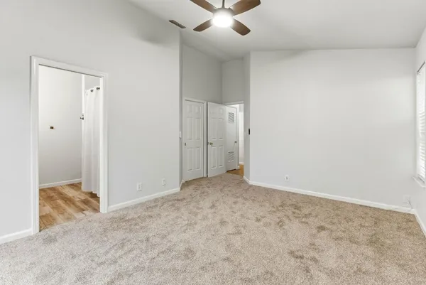 an empty room with closet