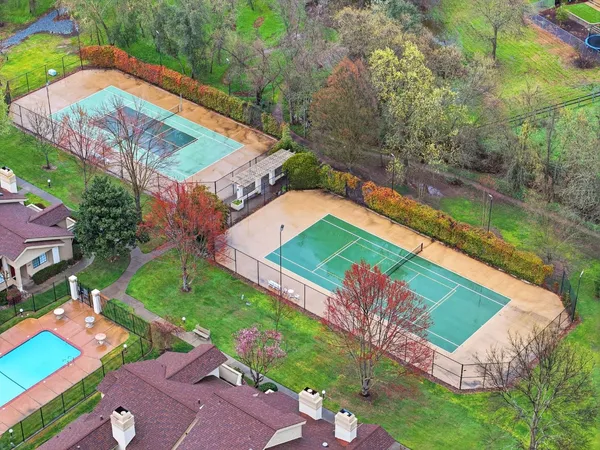 an aerial view of a house