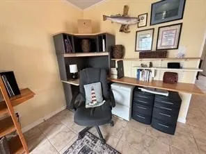 an outdoor space with furniture