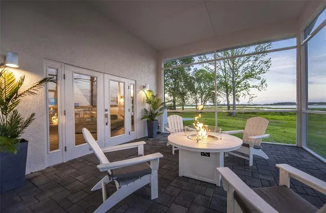 a outdoor space with furniture