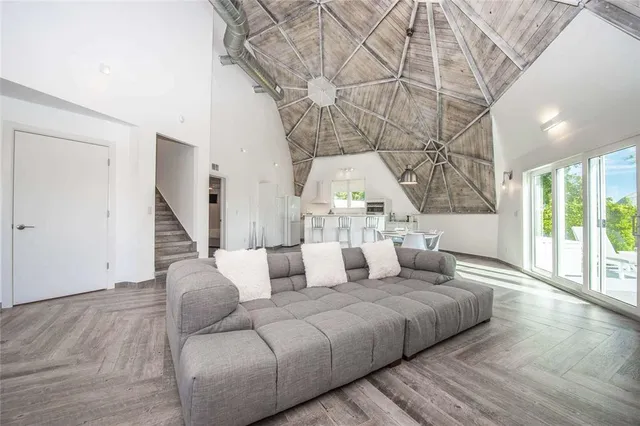 a view of a patio with a backyard