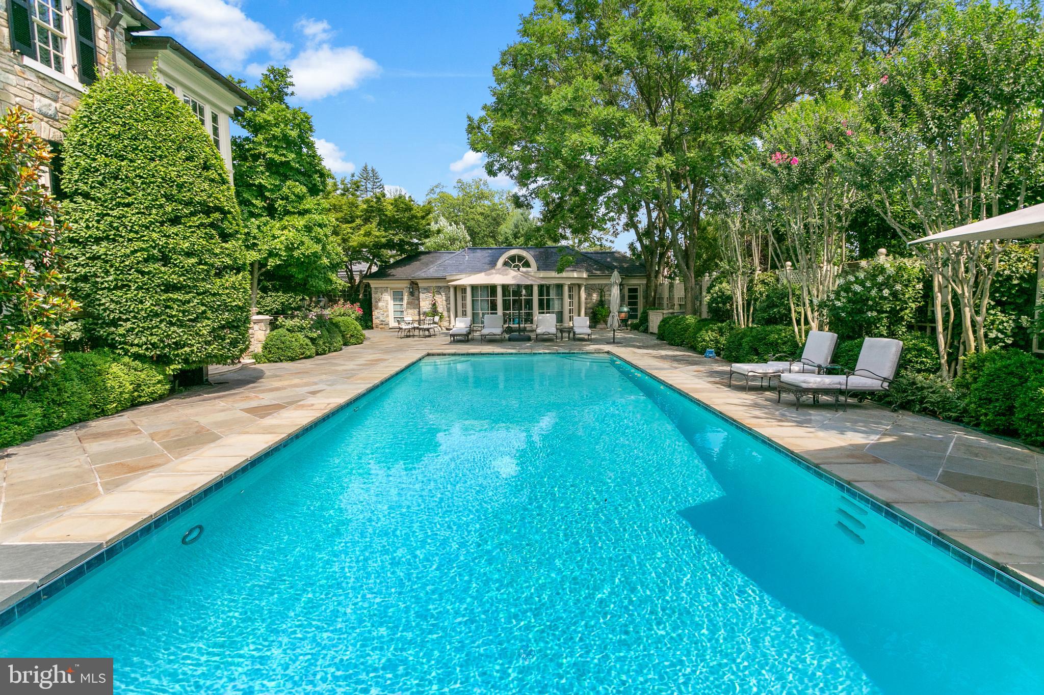 3005 45th Street Northwest Washington, DC 20016 - Photo 34 of 38 Pool and Terrace with Guest House