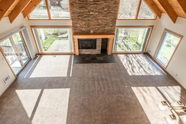 an empty room with windows