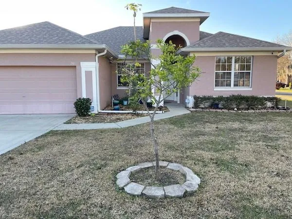 a front view of a house with a yard