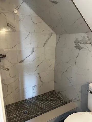 a bathroom with a shower