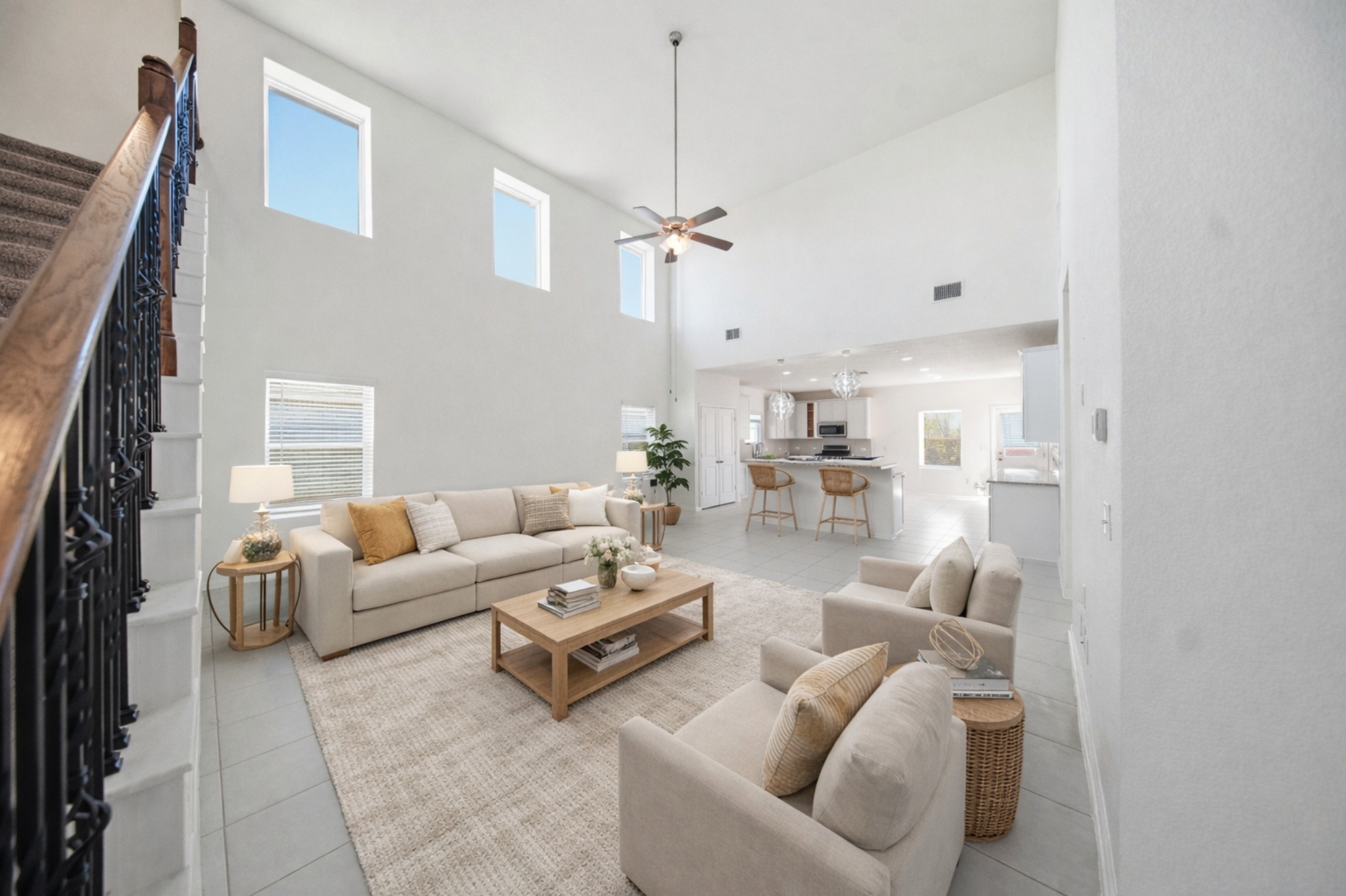 513 Warlander Way Georgetown, TX 78626 - Photo 7 of 35 a living room with furniture a ceiling fan and a rug