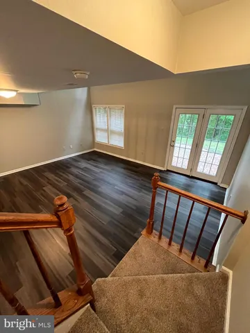 a view of a park with large trees