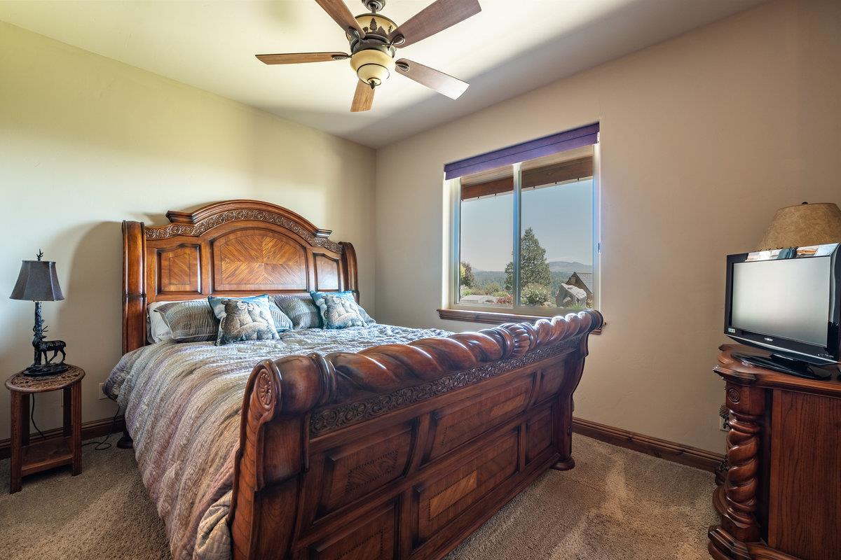39110 Kearsarge Mill Road Alta, CA 95715 - Photo 59 of 99 a bedroom with a bed window and a flat screen tv