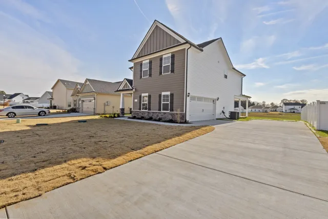 a view of residential houses with city view