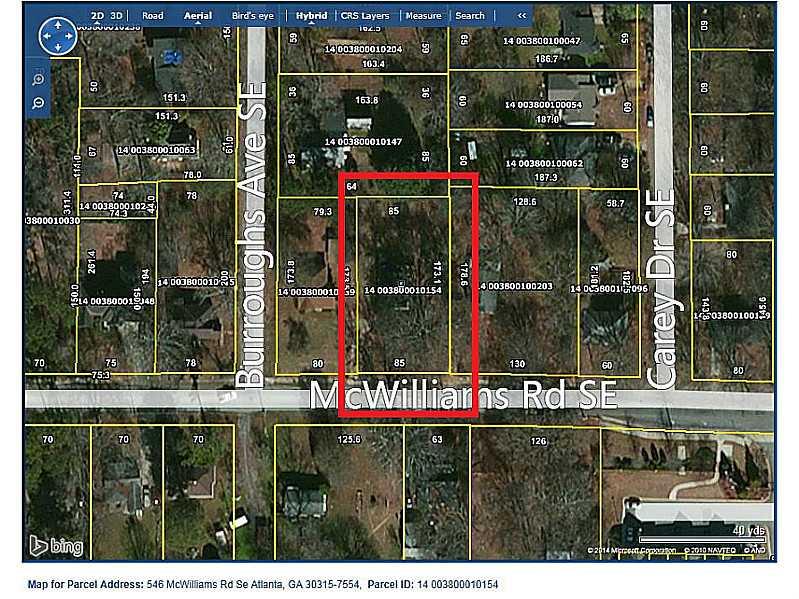 546 McWilliams Road Southeast Atlanta, GA 30315 - Photo 1 of 1 Aerial View.