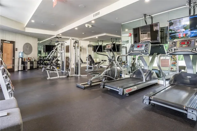a view of a room with gym equipment