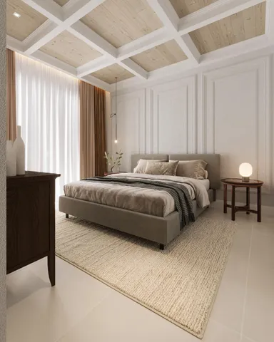 a spacious bedroom with a bed and a couch