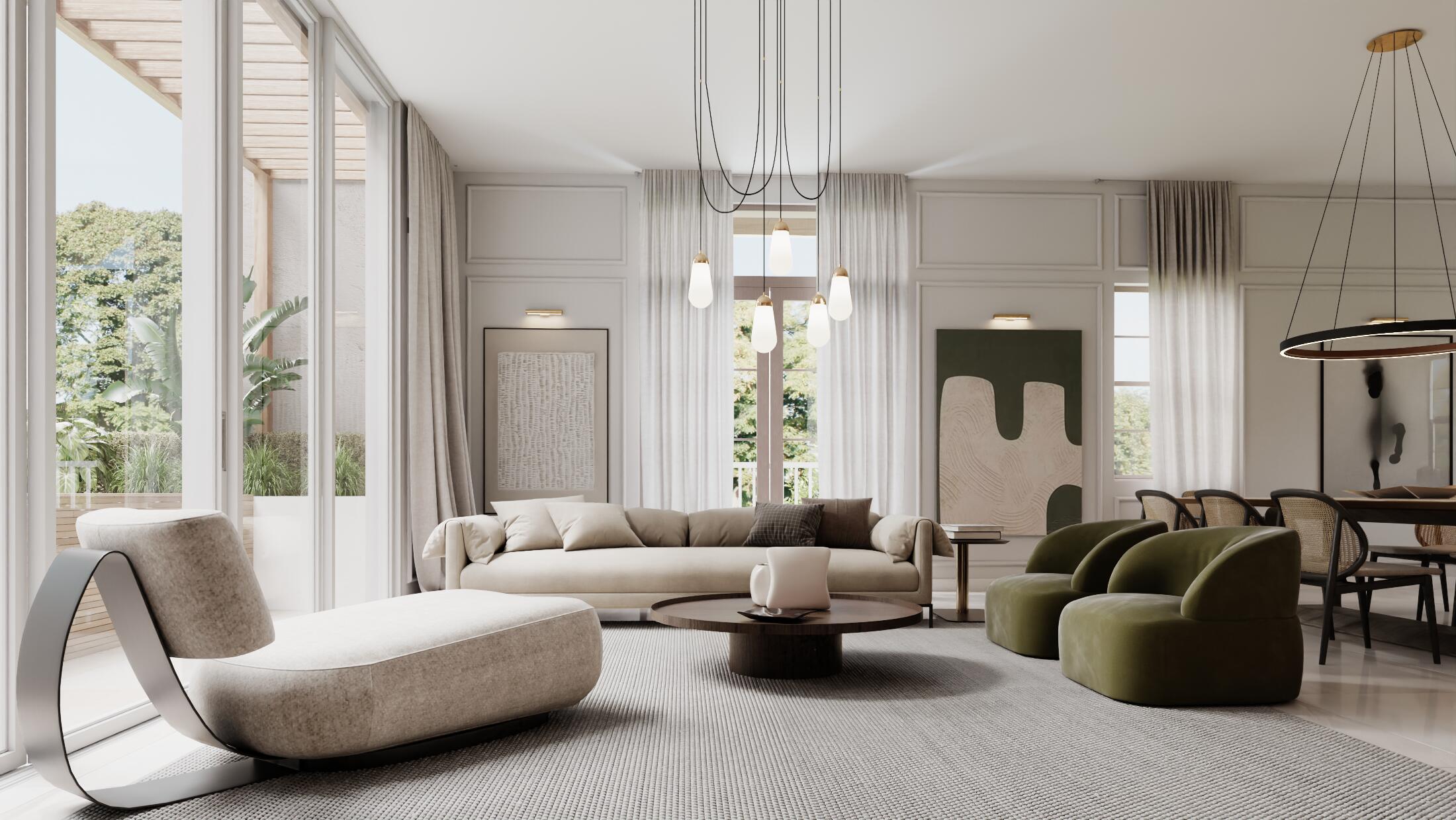 102 Southeast 5th Avenue, Unit 3 Delray Beach, FL 33483 - Photo 5 of 22 a living room with furniture and a chandelier