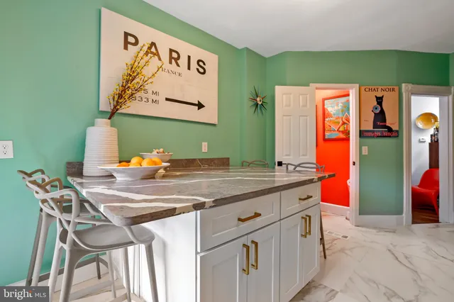 a view of a furniture in a kitchen