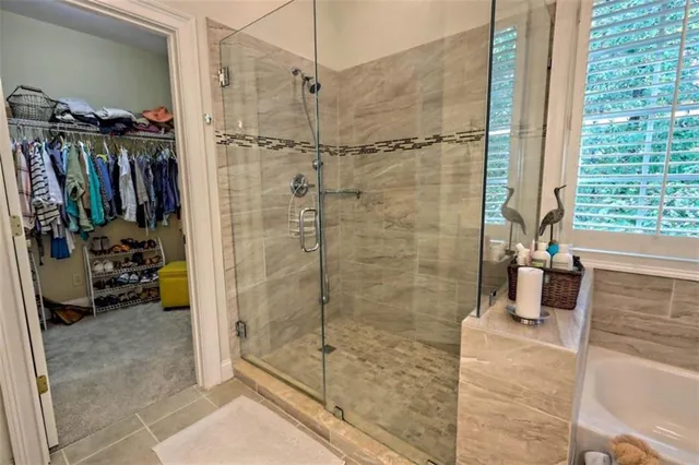 a bathroom with a shower