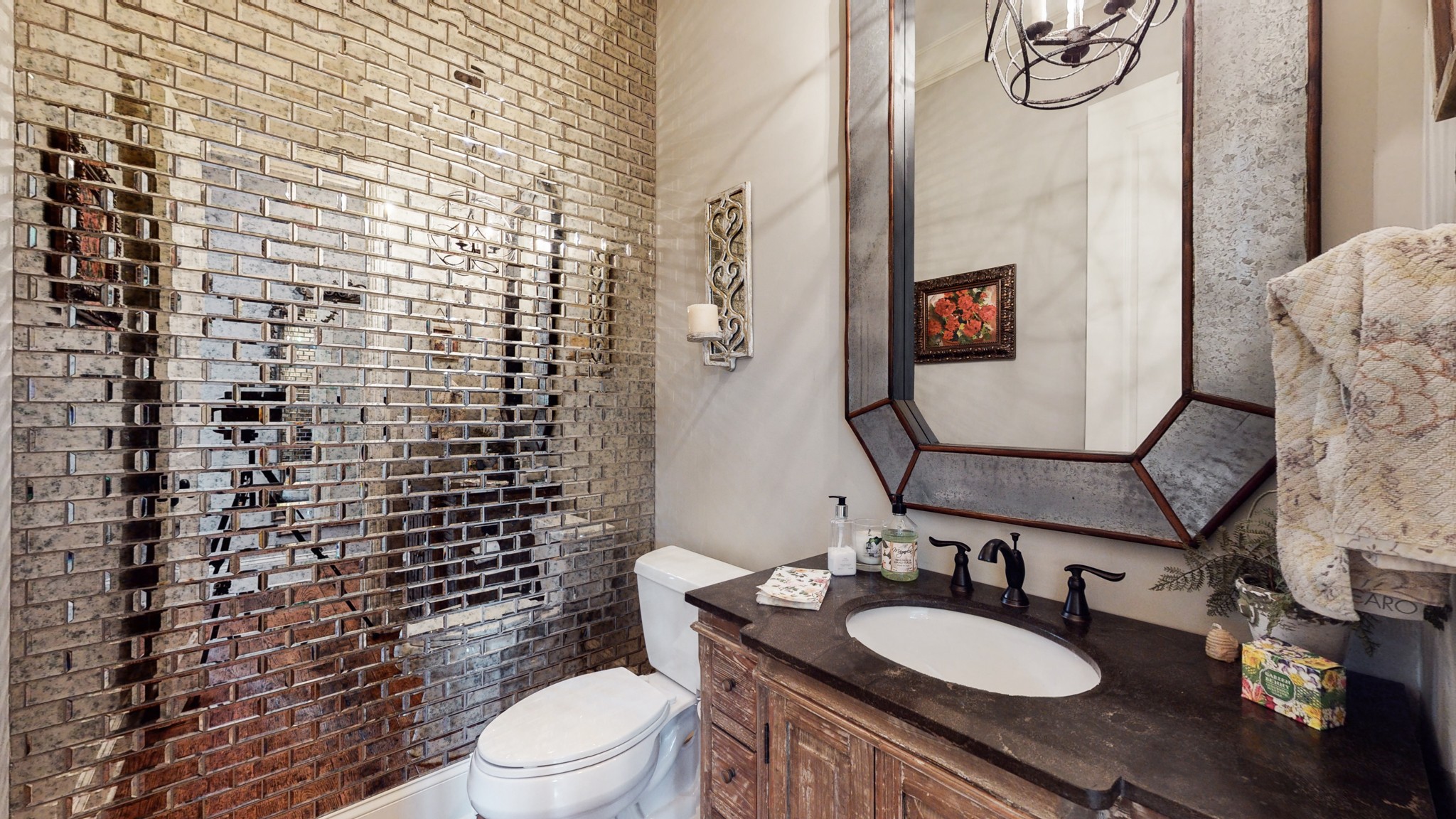 1110 Ridgeway Drive Franklin, TN 37067 - Photo 16 of 48 a bathroom with a granite countertop toilet sink and mirror