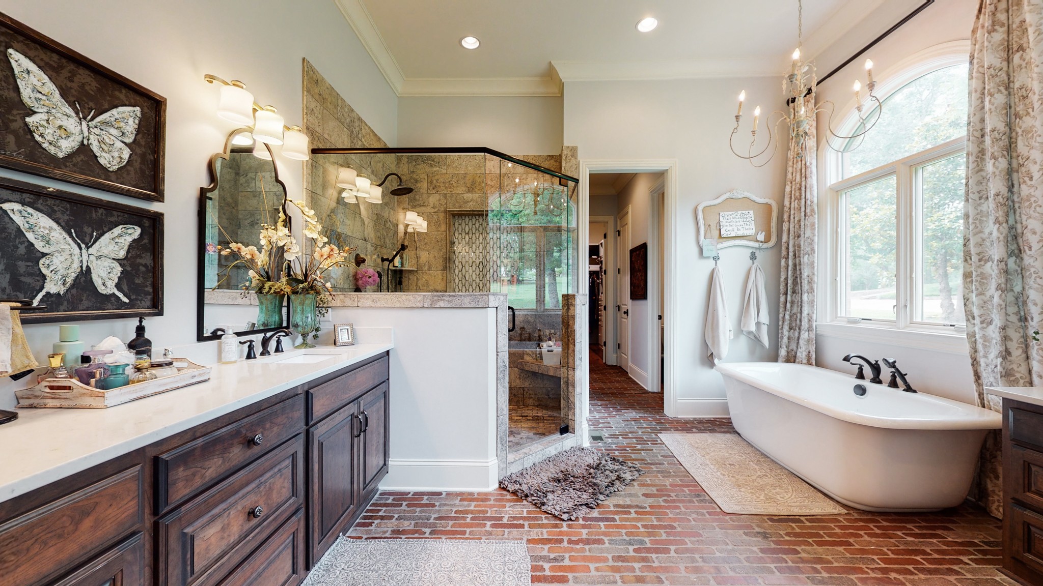 1110 Ridgeway Drive Franklin, TN 37067 - Photo 19 of 48 a spacious bathroom with a double vanity sink a mirror a bathtub and shower