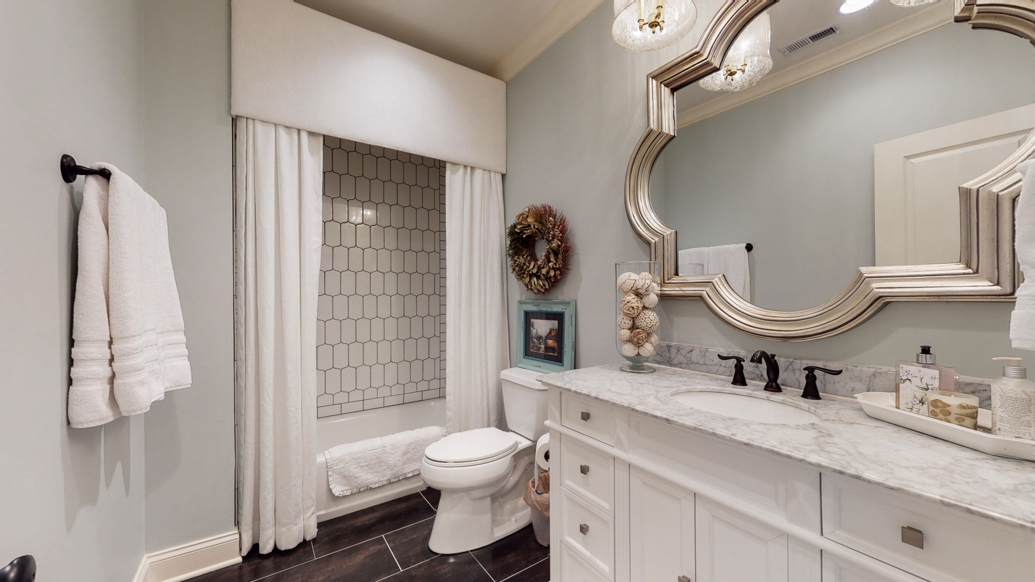 1110 Ridgeway Drive Franklin, TN 37067 - Photo 34 of 48 a bathroom with a granite countertop toilet sink and mirror
