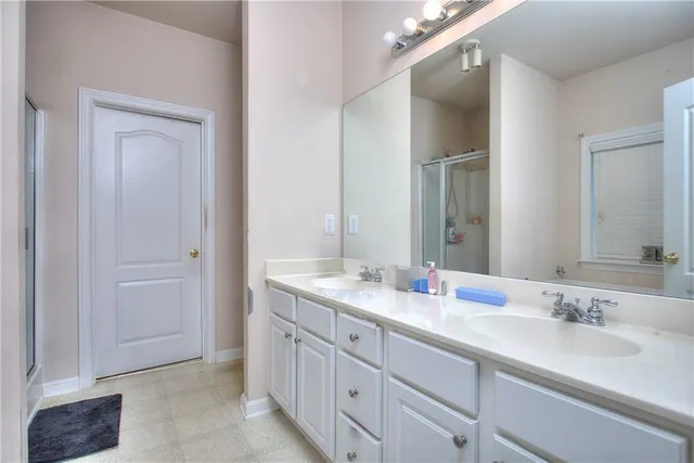 a view of a backyard with plants and large tree