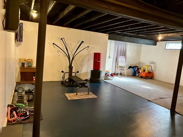 a living room with furniture