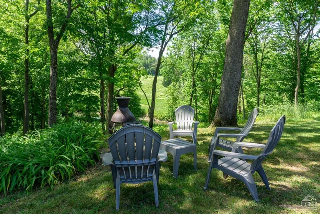 a view of a chairs in a patio