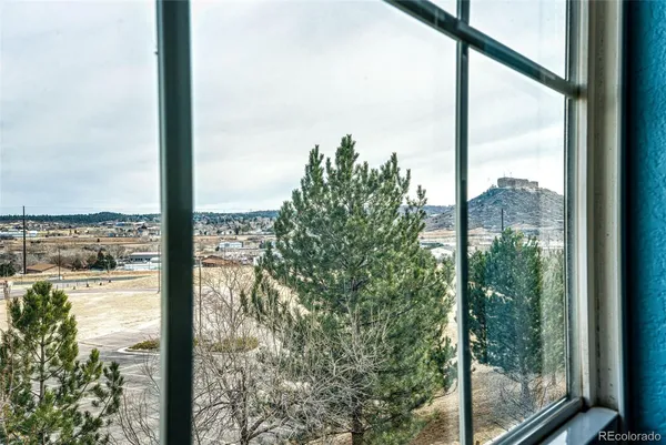a view of a glass door from a window