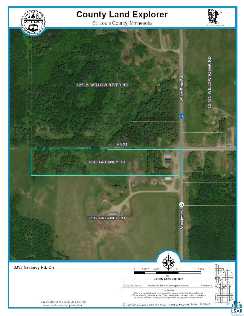 3293 South Greaney Road Orr, MN 55771 - Photo 17 of 17 County Land Explorer Map. Showing property boundaries and identifying roads