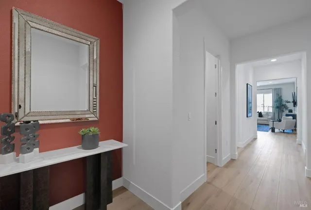 a en suite bathroom with a sink and a mirror