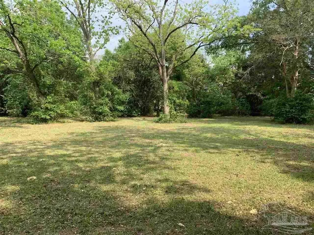 a view of a yard with a house