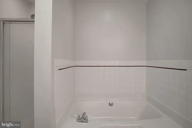 a bathroom with a bathtub