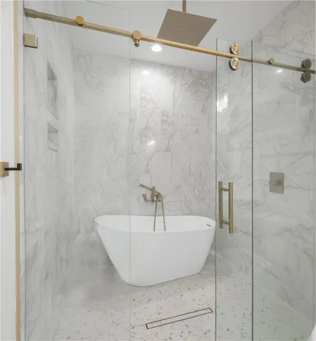 a bathroom with a sink and a shower