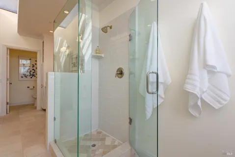 a bathroom with a shower