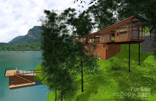 a view of a lake and a yard