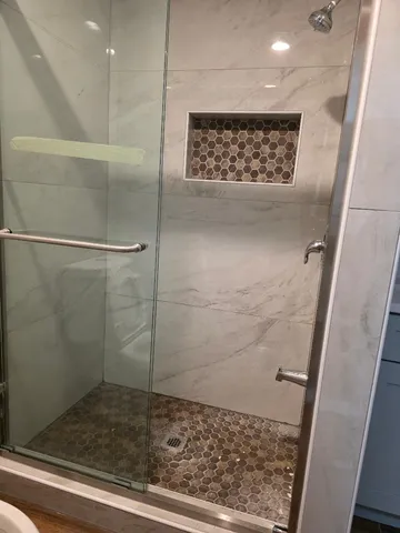a bathroom with a shower