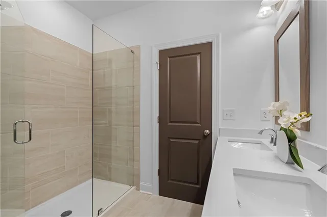 a bathroom with a shower