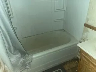 a close up of a bathtub