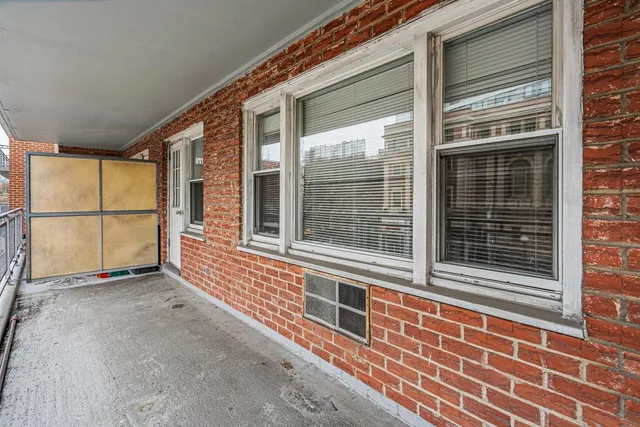 a view of a house with a large window