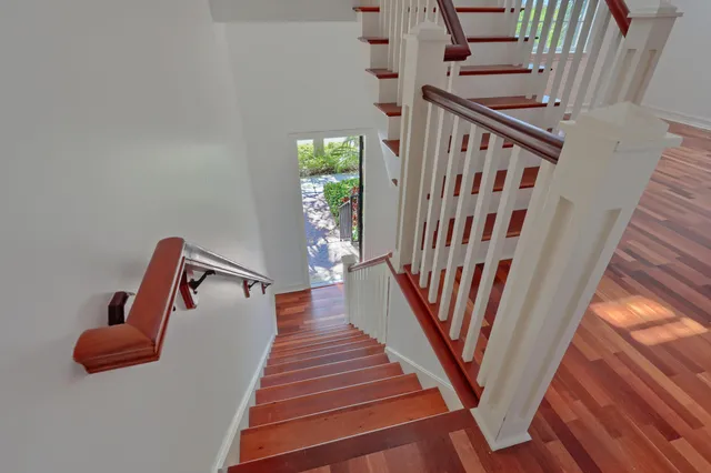 a view of entryway with wooden floor