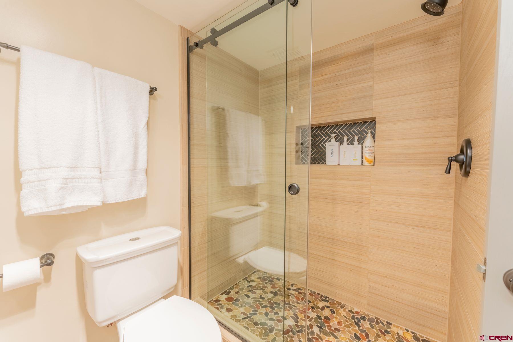 72 Hunter Hill Road, Unit I103 Crested Butte, CO 81225 - Photo 26 of 35 a bathroom with a toilet and shower
