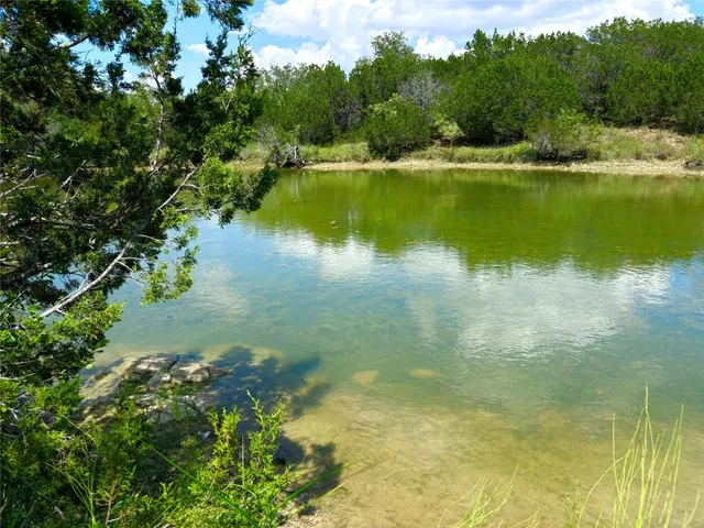 a view of a lake view with a garden