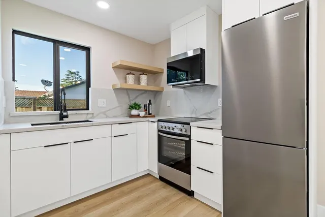 a bedroom with a bed and closet