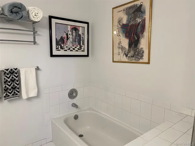 a bathroom with a bathtub and shower
